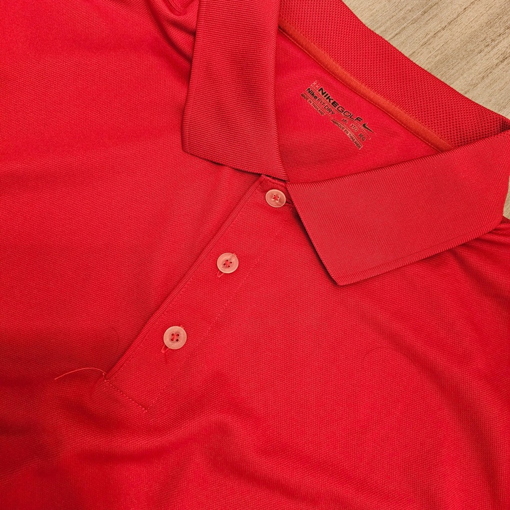 Nike Golf Dri-FIT‎ Red Polo Shirt Mens Athletic Training